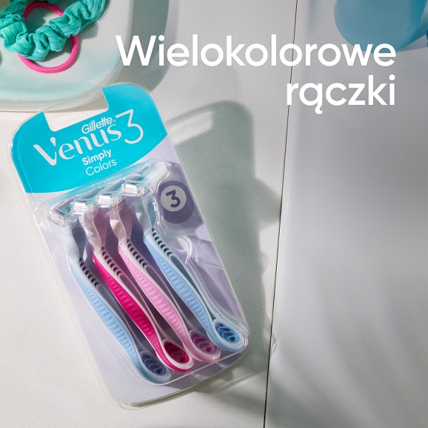 Gillette Venus 3 Colors Maszynki jednorazowe, liczba sztuk w opakowaniu: 6