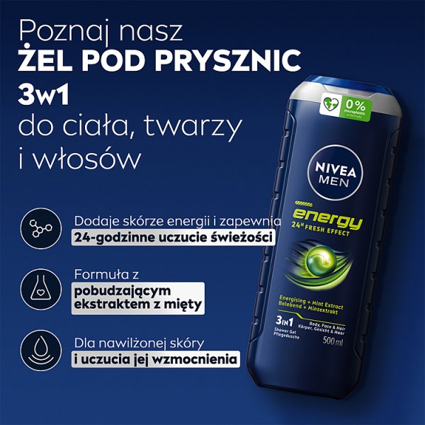 Nivea MEN Energy Żel pod prysznic dla mężczyzn 500 ml