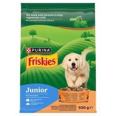 Friskies Junior Karma dla szczeniąt z kurczakiem i warzywami z mlekiem 500 g