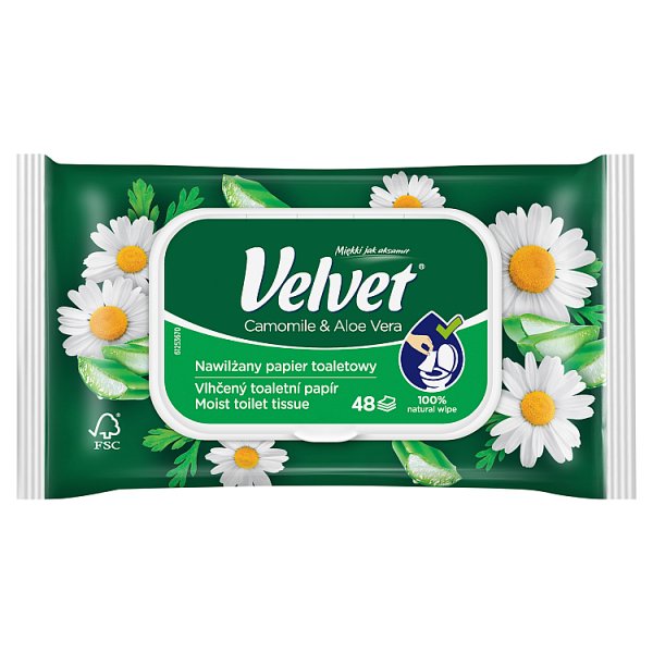 Velvet Camomile &amp; Aloe Vera Nawilżany papier toaletowy 48 sztuk