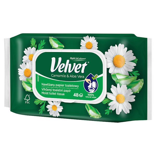 Velvet Camomile &amp; Aloe Vera Nawilżany papier toaletowy 48 sztuk