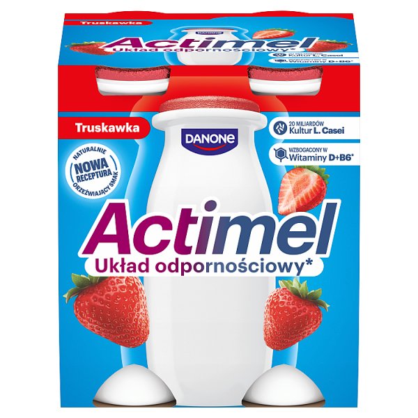 Actimel Napój jogurtowy o smaku truskawkowym 400 g (4 x 100 g)