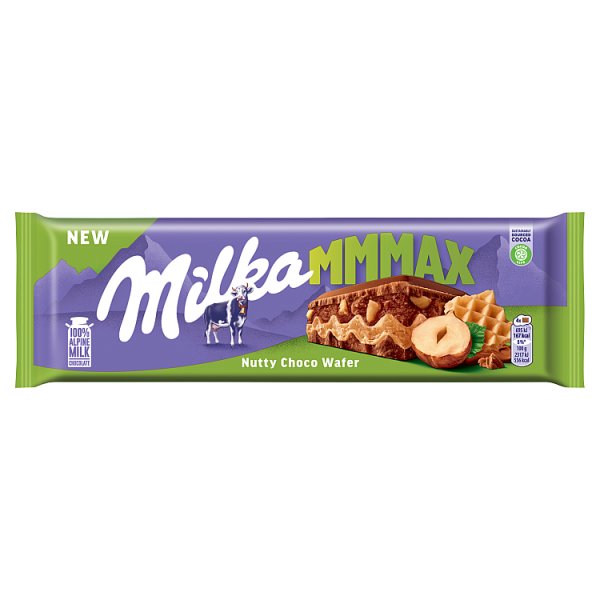 Milka Mmmax Wafelek nadzienie z orzechów laskowych i kawałki orzechów w czekoladzie mlecznej 270 g