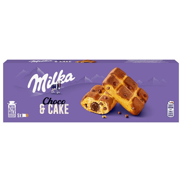 Milka Cake &amp; Choc Ciastka biszkoptowe z kawałkami czekolady mlecznej 175 g (5 x 35 g)