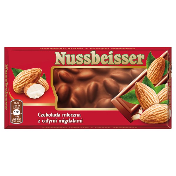 Nussbeisser Czekolada mleczna z całymi migdałami 100 g