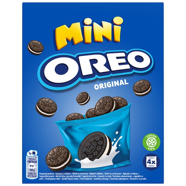 Oreo Original Mini Ciastka kakaowe z nadzieniem o smaku waniliowym 160 g (4 x 40 g)