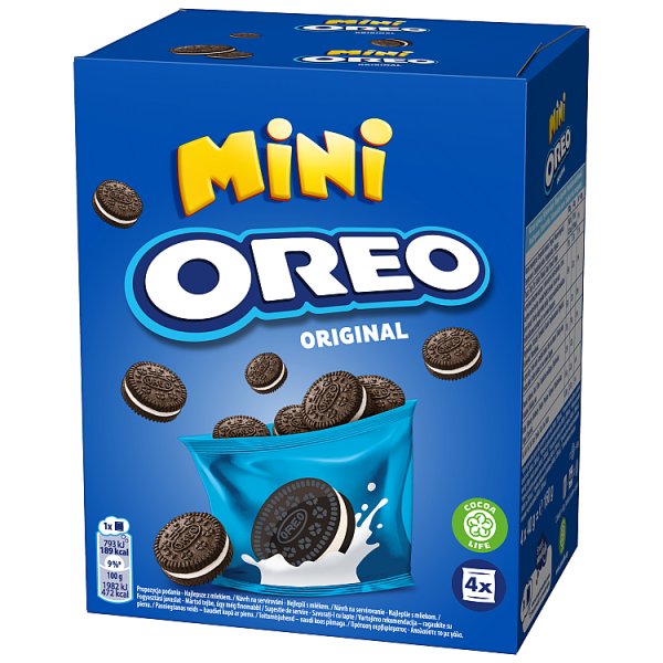 Oreo Original Mini Ciastka kakaowe z nadzieniem o smaku waniliowym 160 g (4 x 40 g)