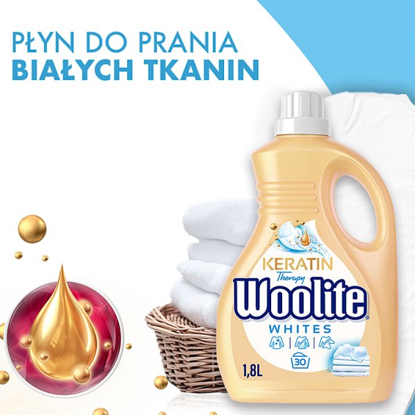 Woolite Keratin Therapy Płyn do prania do bieli i jasnych kolorów 1,8 l (30 prań)