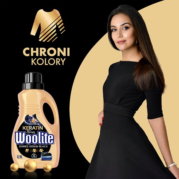 Woolite Keratin Therapy Płyn do prania czerń ciemne kolory jeans 0,9 l (15 prań)
