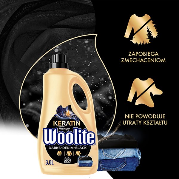 Woolite Keratin Therapy Płyn do prania czerń ciemne kolory jeans 3,6 l (60 prań)