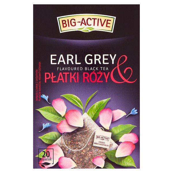 Big-Active Herbata czarna Earl Grey &amp; płatki róży 40 g (20 x 2 g)