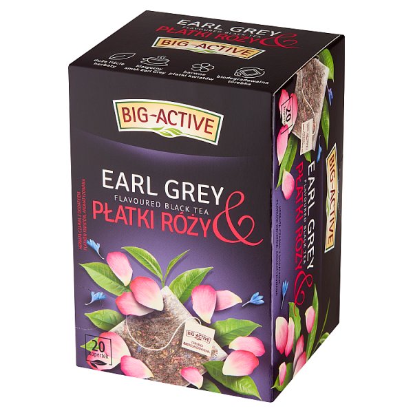 Big-Active Herbata czarna Earl Grey &amp; płatki róży 40 g (20 x 2 g)