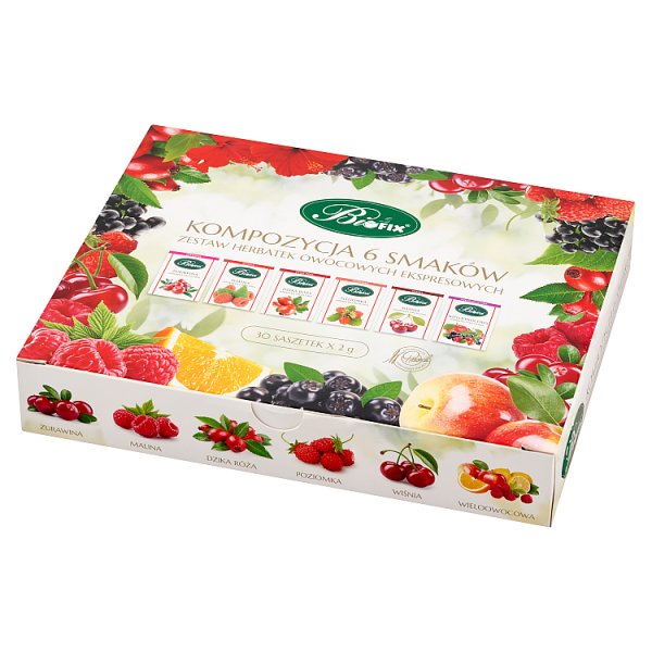Bifix Zestaw herbatek owocowych ekspresowych kompozycja 6 smaków  60 g (30 x 2 g)