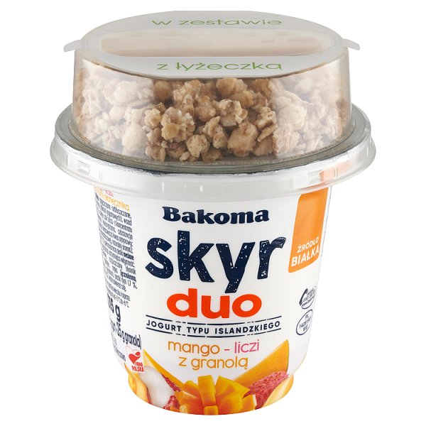 Bakoma Skyr Duo Jogurt typu islandzkiego mango-liczi z granolą 215 g