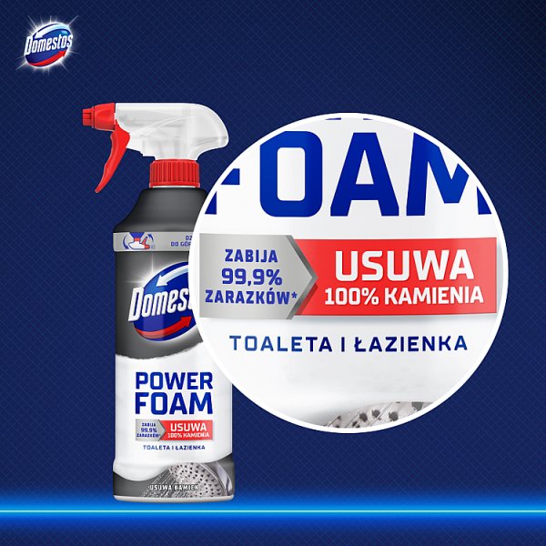Domestos Power Foam Czyszcząca piana toaleta i łazienka 435 ml