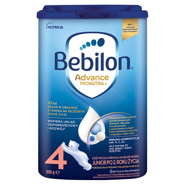 Bebilon 4 Advance Pronutra Junior Odżywcza formuła na bazie mleka po 2. roku życia 800 g