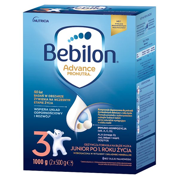 Bebilon 3 Advance Pronutra Junior Formuła na bazie mleka po 1. roku życia 1000 g (2 x 500 g)