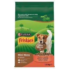 Friskies Mini Menu Karma dla dorosłych psów ras małych poniżej 10 kg z wołowiną i warzywami 1,5 kg