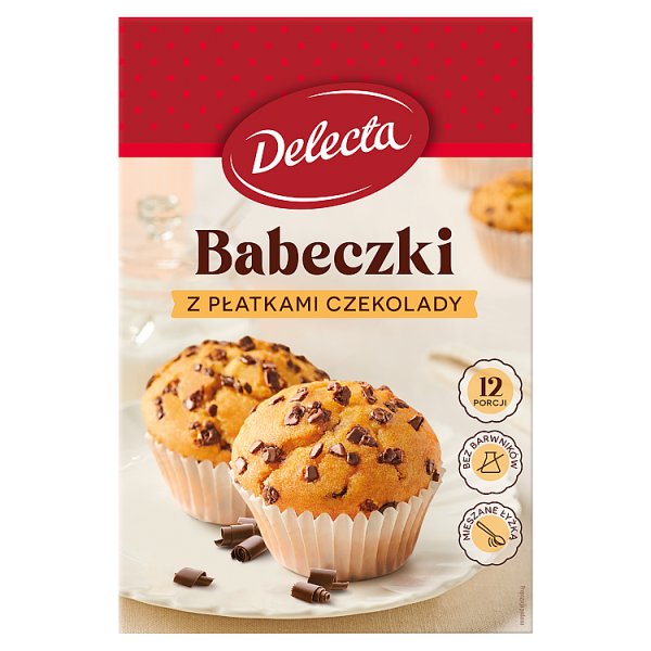 Delecta Babeczki z płatkami czekolady mieszanka do domowego wypieku ciasta 280 g