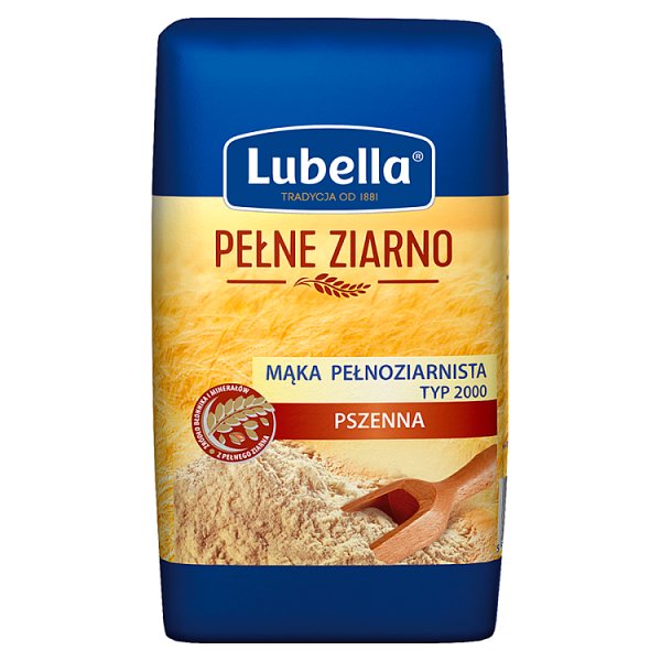 Lubella Pełne Ziarno Mąka pełnoziarnista pszenna typ 2000 1 kg