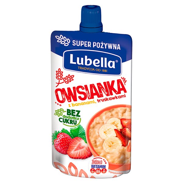 Lubella Owsianka z bananami truskawkami 100 g