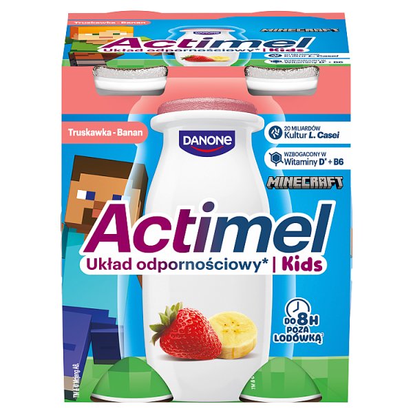 Actimel Kids Napój jogurtowy o smaku truskawkowo-bananowym 400 g (4 x 100 g)