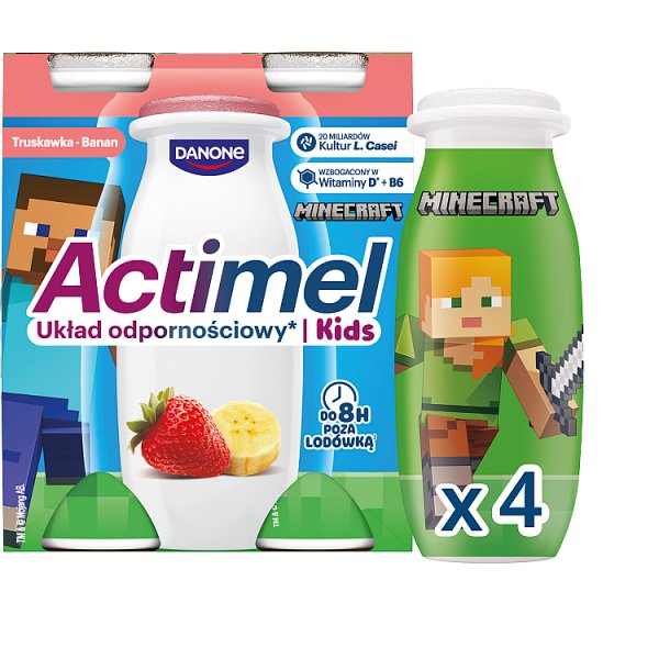 Actimel Kids Napój jogurtowy o smaku truskawkowo-bananowym 400 g (4 x 100 g)
