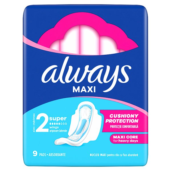 Always Maxi Podpaski Ze Skrzydełkami Super (Rozmiar 2) 9 Podpaski