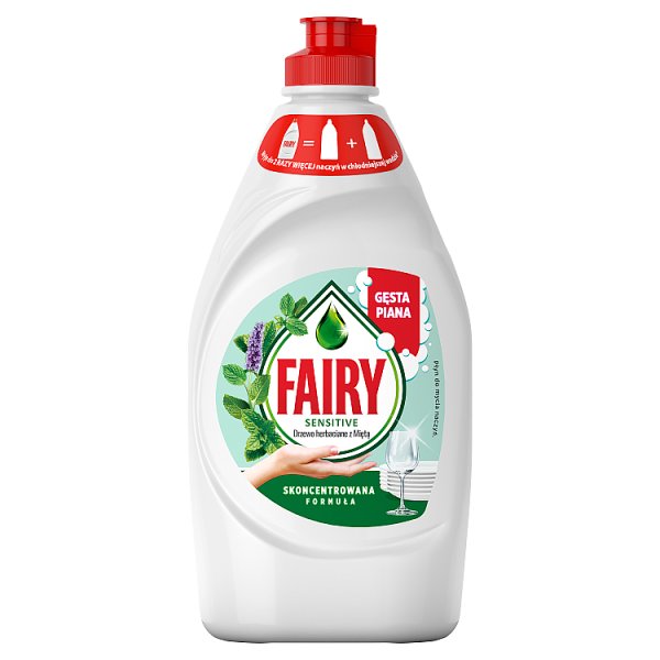 Fairy Skóra wrażliwa Tea Tree &amp; Mint Płyn do mycia naczyń, delikatny dla skóry 450 ML