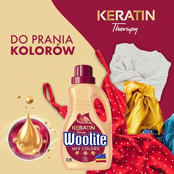 Woolite Keratin Therapy Płyn do prania do kolorów 0,9 l (15 prań)