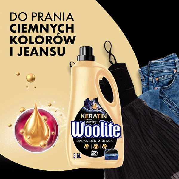 Woolite Keratin Therapy Płyn do prania czerń ciemne kolory jeans 3,6 l (60 prań)