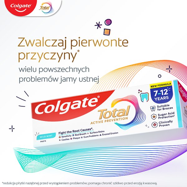 Colgate Total Active Prevention Junior 7 - 12 lat pasta do zębów dla dzieci 50 ml
