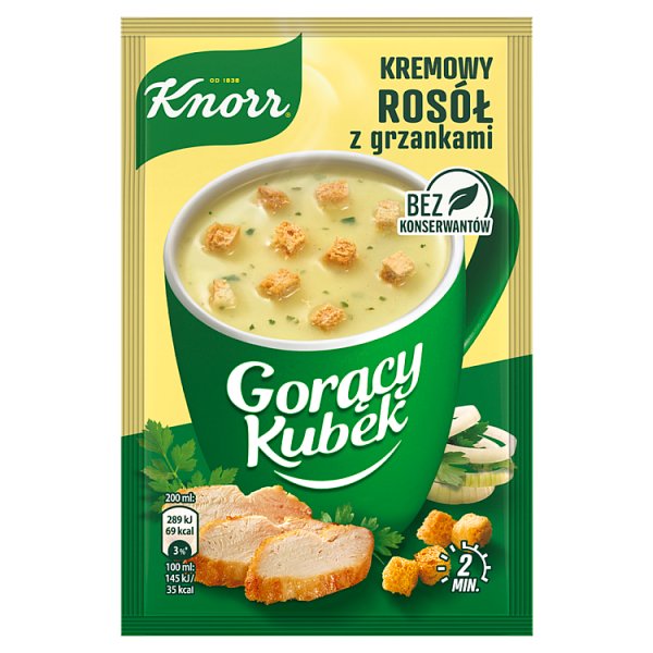 Knorr Gorący Kubek Kremowy rosół z grzankami 16 g