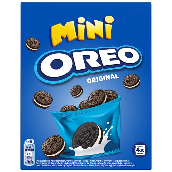 Oreo Original Mini Ciastka kakaowe z nadzieniem o smaku waniliowym 160 g (4 x 40 g)
