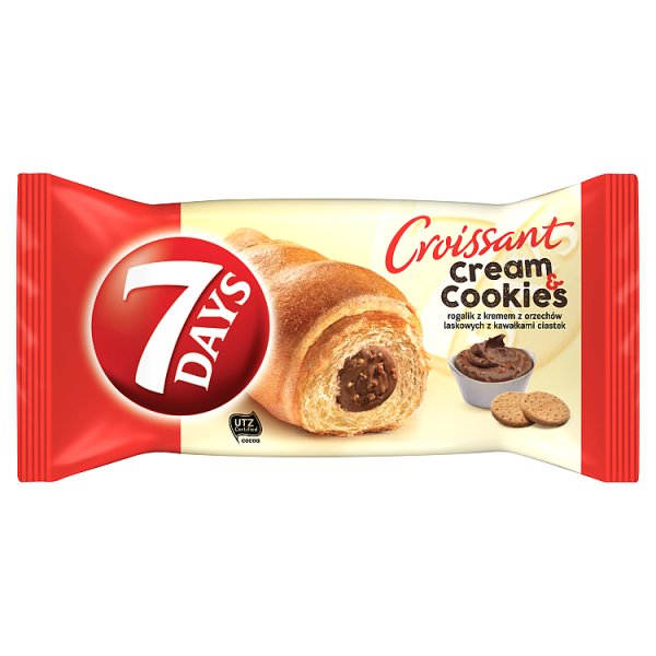 7Days Cream&amp;Cookies rogalik z nadzieniem z orzechami laskowymi z kawałkami ciastek - 60 g