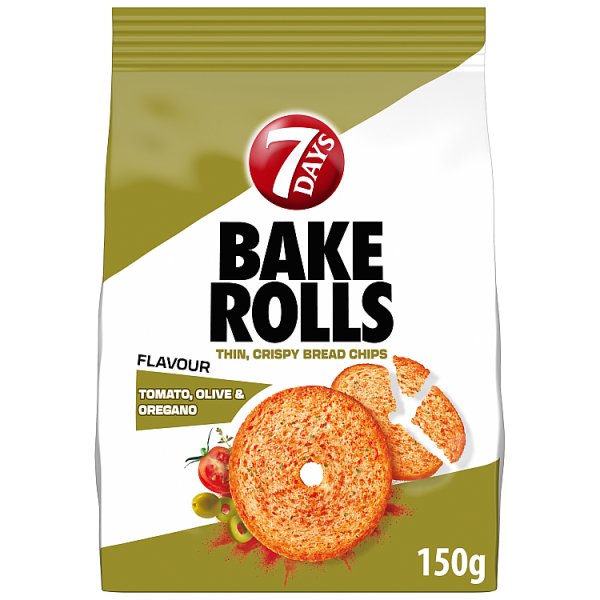 7Days Bake Rolls chipsy chlebowe o smaku pomidorów, oliwek i oregano - 150 g