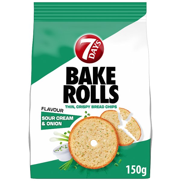 7Days Bake Rolls chipsy chlebowe o smaku śmietanowo cebulowym - 150 g