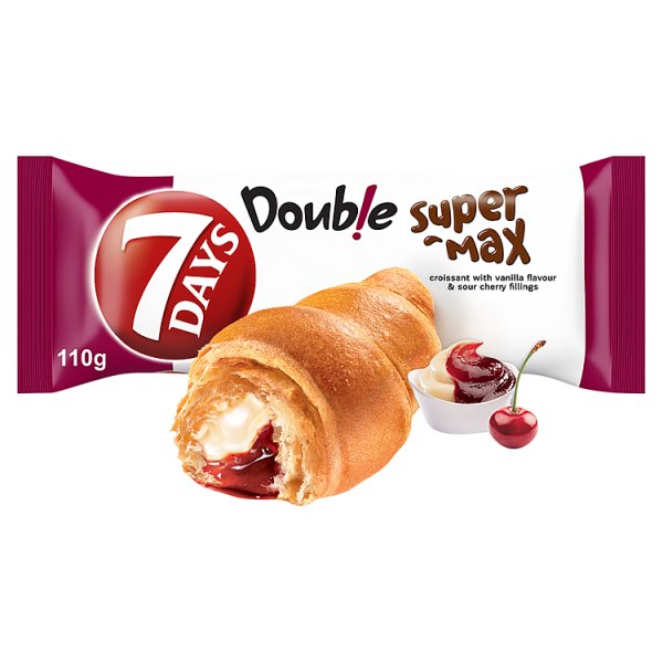 7Days Double Super Max rogalik z nadzieniem o smaku waniliowo-wiśniowym - 110 g