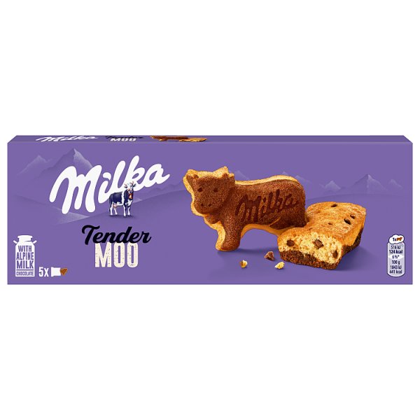 Milka Tender Moo ciastko biszkoptowo – kakaowe z kawałkami mlecznej czekolady - 140 g
