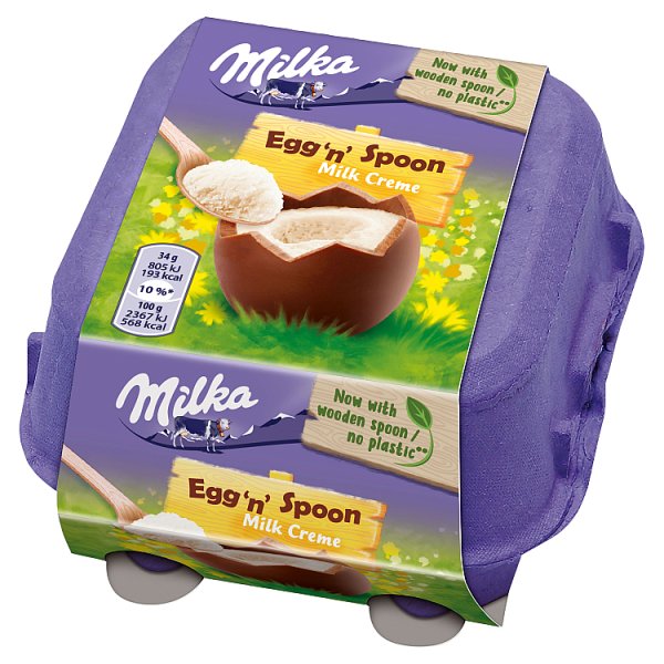 Milka Egg 'n' Spoon Milk Creme Czekolada mleczna 136 g (4 x 34 g)