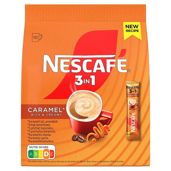 Nescafé 3in1 Rozpuszczalny napój kawowy smak karmelowy 160 g (10 x 16 g)