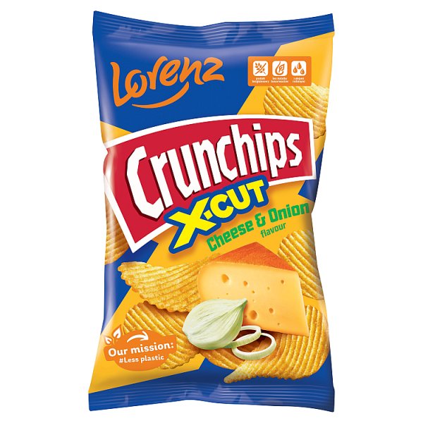 Crunchips X-cut Chipsy ziemniaczane o smaku sera i cebuli 130 g
