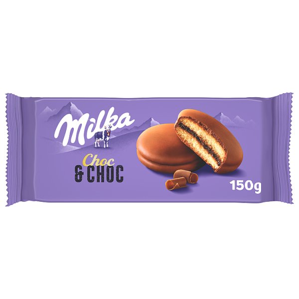 Milka Choc &amp; Choc Ciastka biszkoptowe przekładane nadzieniem kakaowym oblane czekoladą mleczną 150 g