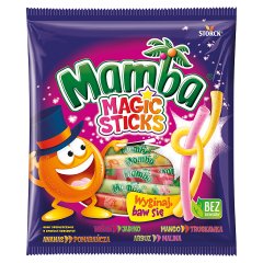 Mamba Magic Sticks Gumy rozpuszczalne o smakach owocowych 140 g (12 sztuk)
