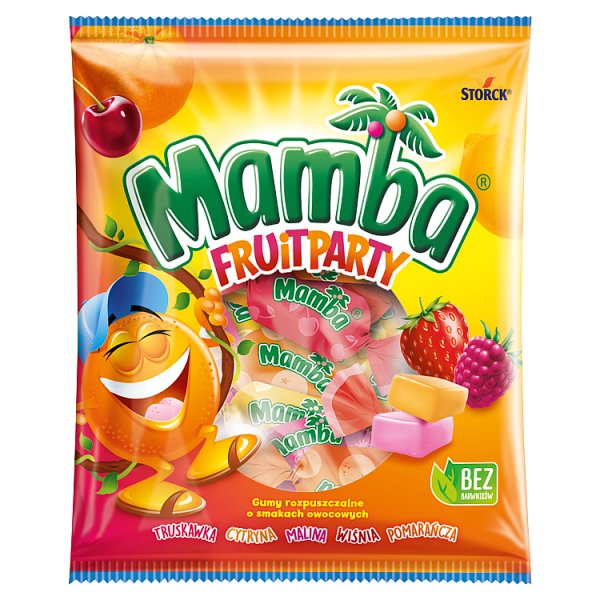 Mamba Fruit Party Gumy rozpuszczalne o smakach owocowych 140 g (23 sztuki)