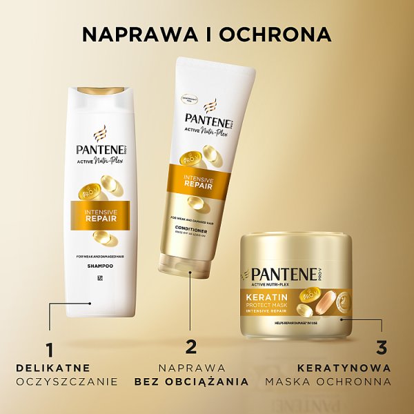 Szampon Pantene Pro-V Intensive Repair, formuła Pro-V+antyoksydanty, do włosów zniszczonych, 400 ml