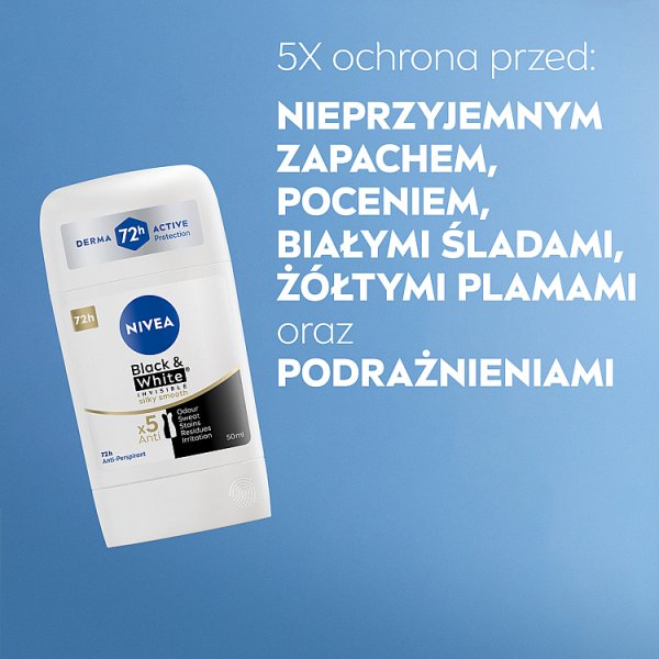 Nivea Black &amp; White Silky Smooth Antyperspirant w sztyfcie 50 ml
