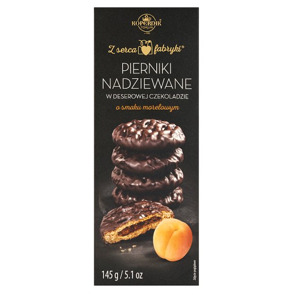 Kopernik Z serca fabryki Pierniki nadziewane w deserowej czekoladzie o smaku morelowym 145 g