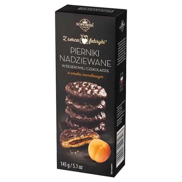 Kopernik Z serca fabryki Pierniki nadziewane w deserowej czekoladzie o smaku morelowym 145 g