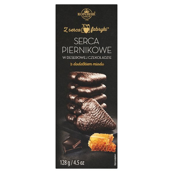 Kopernik Z serca fabryki Serca piernikowe w deserowej czekoladzie z dodatkiem miodu 128 g